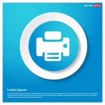 Office printer icon  Abstract Blue Web Sticker Button Illustrazione stock