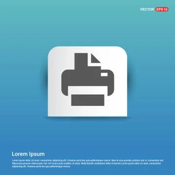 Office printer icon  - Blue Sticker button Illustrazione stock