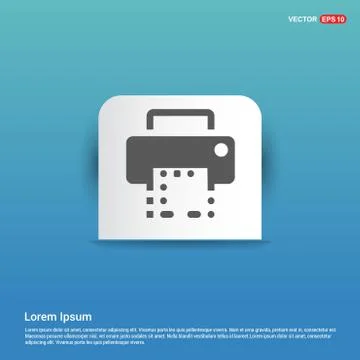 Office printer icon  - Blue Sticker button Illustrazione stock