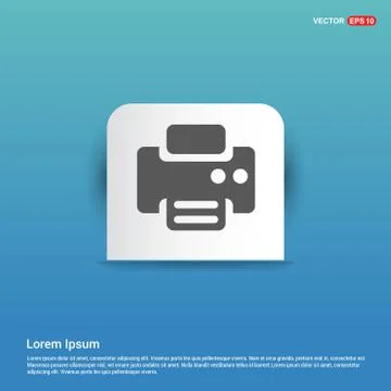 Office printer icon  - Blue Sticker button Illustrazione stock