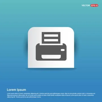 Office printer icon  - Blue Sticker button Illustrazione stock