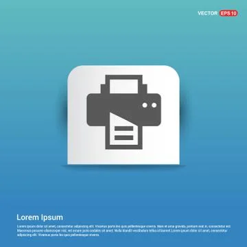 Office printer icon  - Blue Sticker button Illustrazione stock
