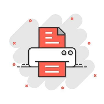 Office printer icon in comic style. Fax cartoon vector illustration on white  Stock Illustration