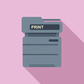 Office printer icon flat vector. Digital print Illustrazione stock