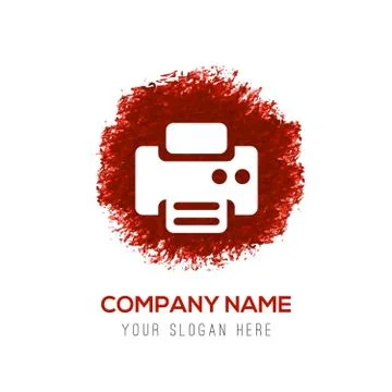 Office printer icon  - Red WaterColor Circle Splash Stock Illustration