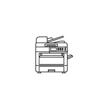Office printer icon simple line art multifunction device with line art on a Stock Illustration