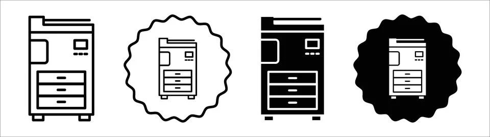 Office printer icon symbol set collection. Office printer simple vector sig.. Illustrazione stock