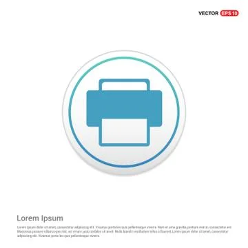 Office printer icon  - white circle button Stock Illustration