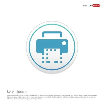 Office printer icon  - white circle button Stock Illustration