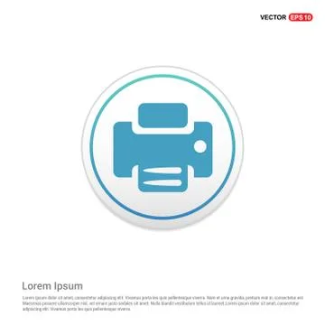 Office printer icon  - white circle button Stock Illustration
