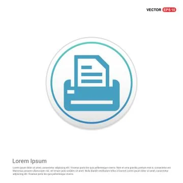 Office printer icon  - white circle button Stock Illustration