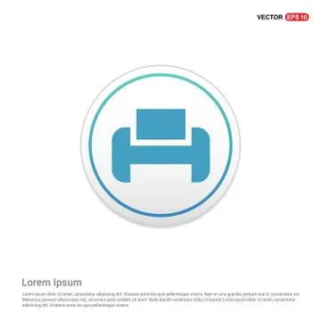 Office printer icon  - white circle button Stock Illustration