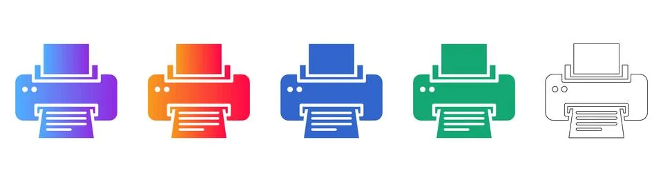 Office Printer Icons for Document Printing Services Stock Illustration