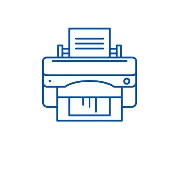 Office printer line icon concept. Office printer flat vector symbol, sign Stock Illustration
