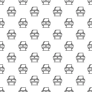 Office printer machine line art seamless pattern 库存插图