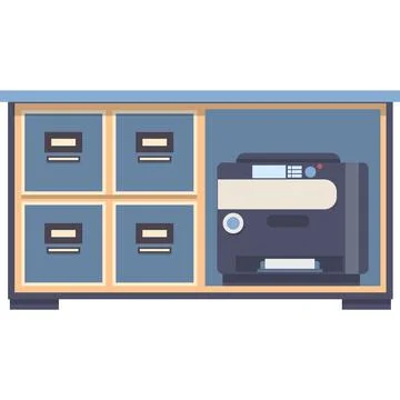 Office printer machine paper scanner flat vector Stock Illustration