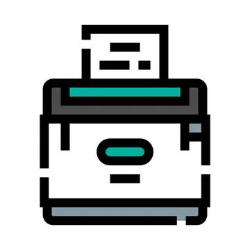 Office printer machine producing document with text Stock Illustration