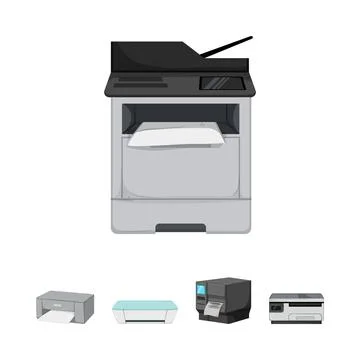 Office printer multifunction machine and desktop devices Stock Illustration