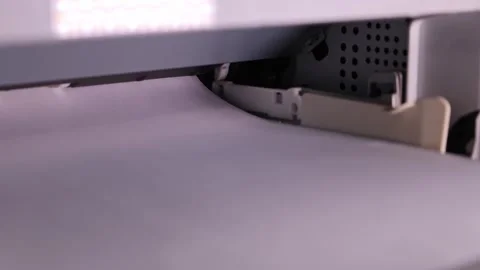Office printer paper feeding mechanism in action Stock Footage 336743282