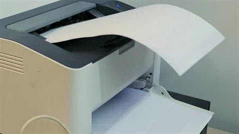Office printer printing business contract documents during administrative Stock Footage 334862064