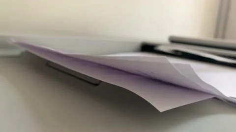 Office printer prints on paper Stock Footage 153685755