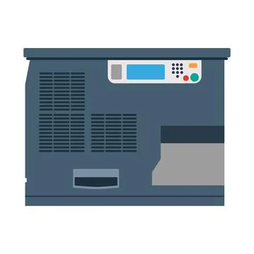 Office printer technology vector illustration. Computer printer paper machine Stock Illustration