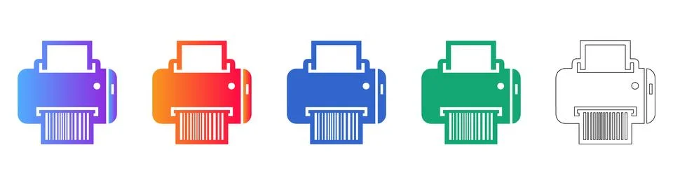 Office Printer Vector Icon Collection Stock Illustration