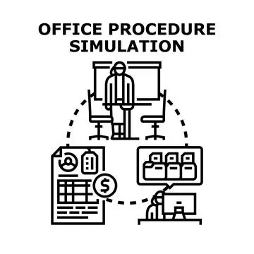 Office procedure simulation concept vector illustration Stock Illustration