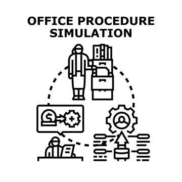 Office procedure simulation with task management cycle Illustrazione stock