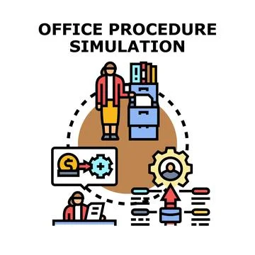 Office procedure simulation with task management cycle Stock Illustration