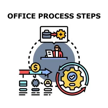 Office process steps and workflow organization concept イラスト素材