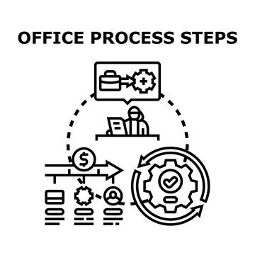 Office process steps and workflow organization concept Stock Illustration