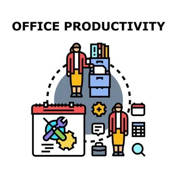 Office productivity concept developing efficient business tasks Stock Illustration
