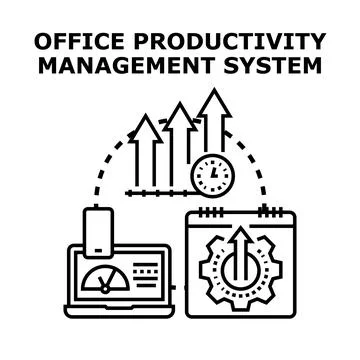Office productivity management system increasing business efficiency Stock Illustration