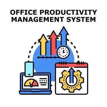 Office productivity management system increasing business efficiency Stock Illustration