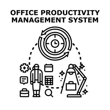Office productivity management system optimizing business processes Stock Illustration