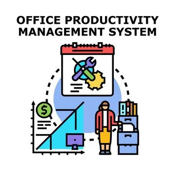 Office productivity management system planning business strategy Stock Illustration