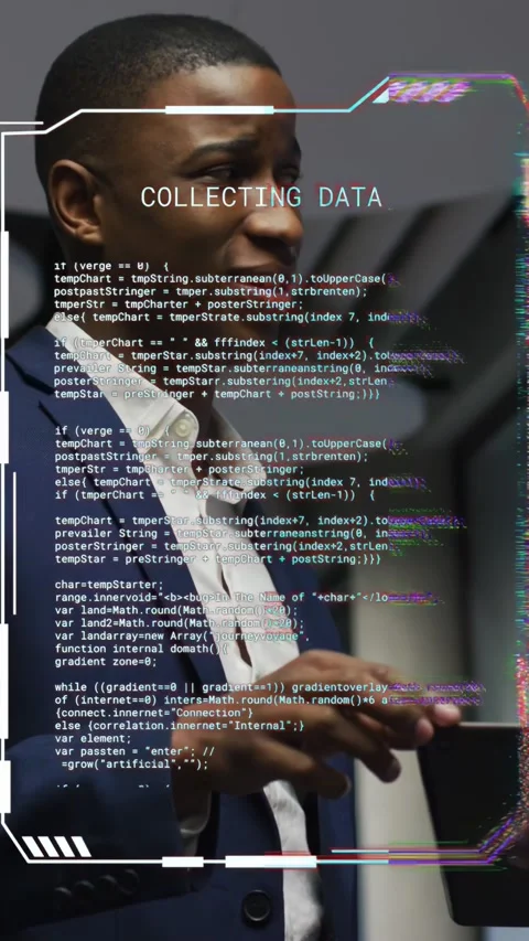 Office professional tapping tablet while holding cup, causing code HUD Stock Footage 332846550