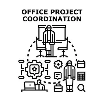 Office project coordination managing business administration tasks Stock Illustration