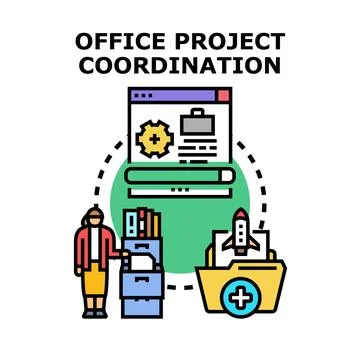 Office project coordination managing business development workflow Illustrazione stock