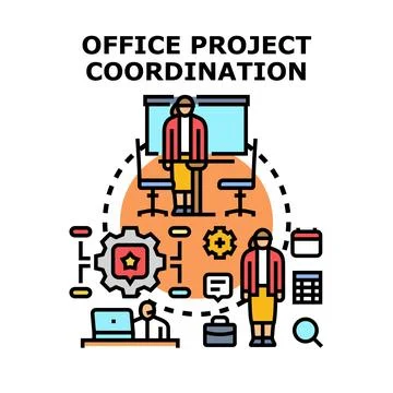 Office project coordination managing business administration tasks Stock Illustration