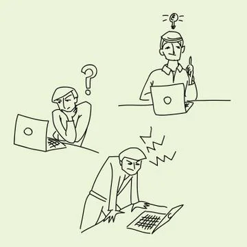 Office question stress idea vector illustration sketch Stock Illustration