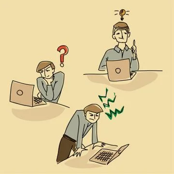 Office question stress idea vector illustration set Illustrazione stock