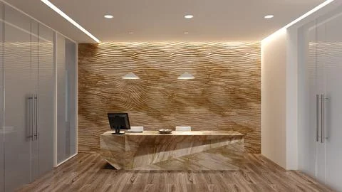 Office reception desk interior How to Create a Modern Office Space Stock-Illustration