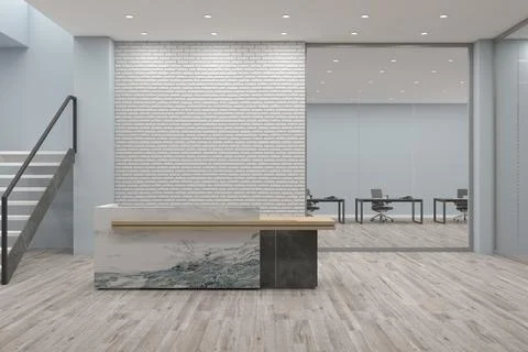 Office Reception Desk Mockup Interior Design Logo Mockup Stock Illustration