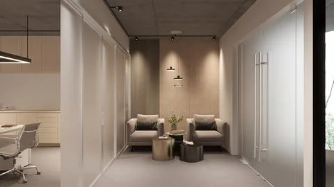 Office reception interior design with sofa set Stock Illustration