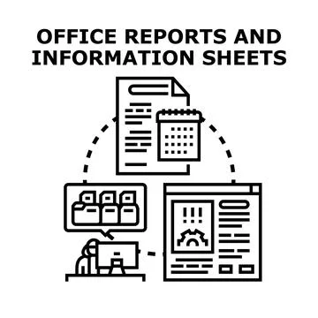 Office reports and information sheets processing concepts イラスト素材