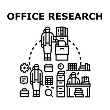 Office research analyzing business data documents Stock Illustration
