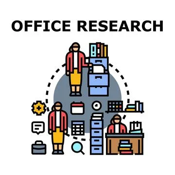 Office research analyzing business data documents Stock Illustration