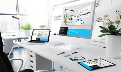Office responsive devices builder website Stock Illustration